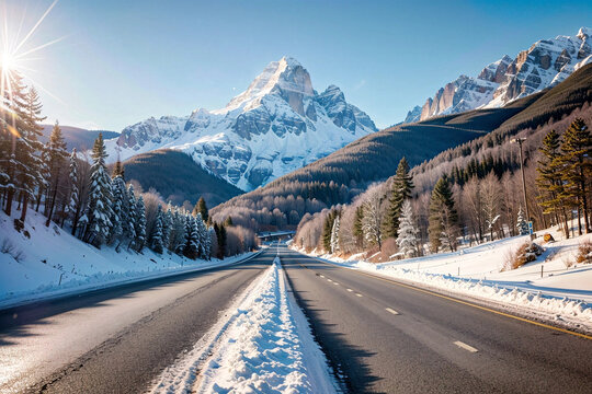 street to Winter mountain 