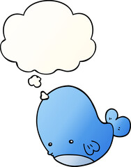 cartoon whale with thought bubble in smooth gradient style