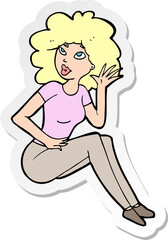 sticker of a cartoon woman listening
