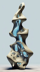 Obraz premium The material of the stone, handicrafts, the shape of the water flow containing liquid created with Generative Ai