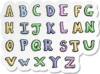 sticker of a cartoon alphabet