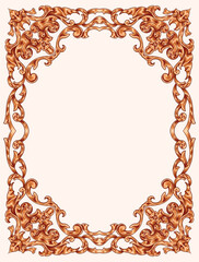 Elegant glamour floral border baroque theme for wedding and decoration element