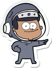 sticker of a happy astronaut cartoon