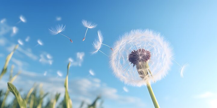 dandelion on blue sky background