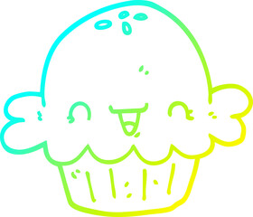 cold gradient line drawing of a cute cartoon pie