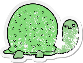 distressed sticker of a cute cartoon turtle