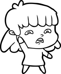 cartoon worried woman
