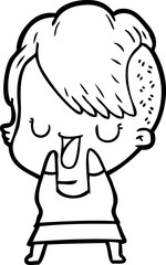 cute cartoon girl with hipster haircut