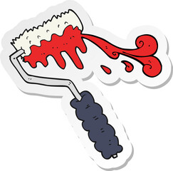 sticker of a cartoon paint roller