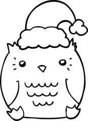 cute cartoon owl wearing christmas hat