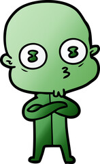 cartoon weird bald spaceman