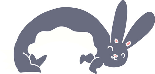 funny flat color style cartoon rabbit