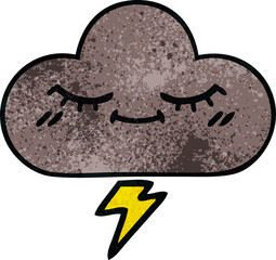 retro grunge texture cartoon of a storm cloud