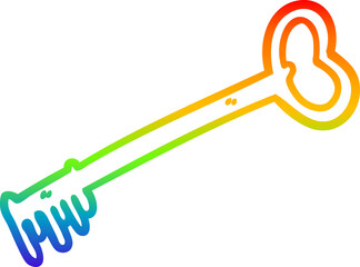 rainbow gradient line drawing of a cartoon fancy old key