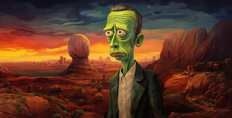 Pickle Rick as Vincent van Gogh painting style