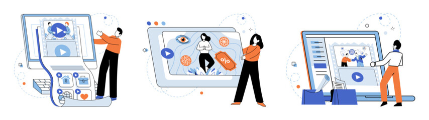 Digital marketing vector illustration. The digital marketing concept highlights transformative power digital channels SEO plays crucial role in improving online visibility and driving organic traffic