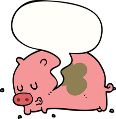 cute cartoon pig with speech bubble