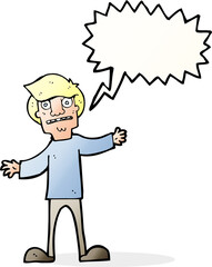 cartoon surprised man with speech bubble