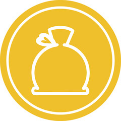 bulging sack circular icon symbol