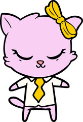 cute cartoon business cat with bow