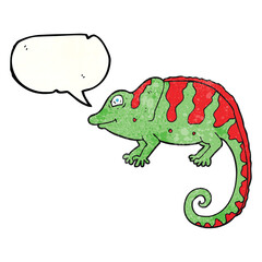 freehand speech bubble textured cartoon chameleon