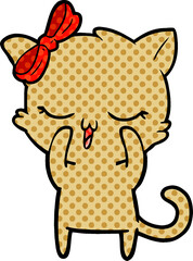 cartoon cat with bow on head