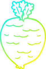 cold gradient line drawing of a cartoon root vegetable