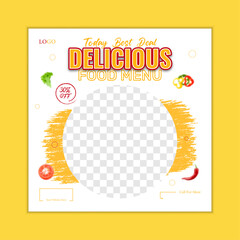 Vector food social media promotion banner post design template