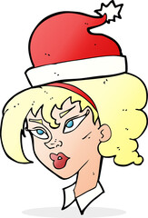 cartoon woman ready for christmas