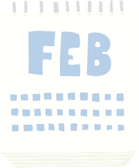 flat color illustration of calendar showing month of february