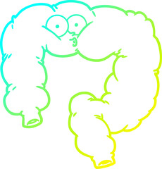 cold gradient line drawing of a cartoon surprised colon