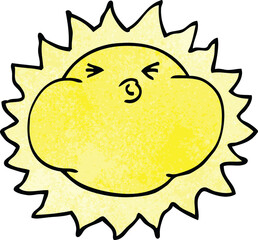 cartoon doodle shining sun