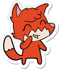 sticker of a happy cartoon fox