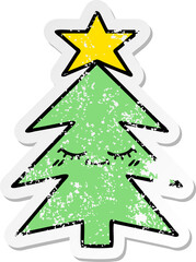 Obraz premium distressed sticker of a cute cartoon christmas tree