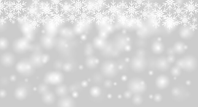 Gray Christmas background. Christmas card. Fallen snowflakes. Vector illustration