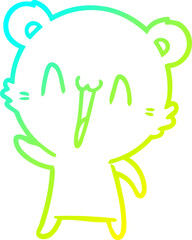 cold gradient line drawing of a happy polar bear cartoon