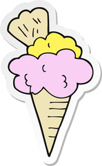 sticker of a cartoon ice cream