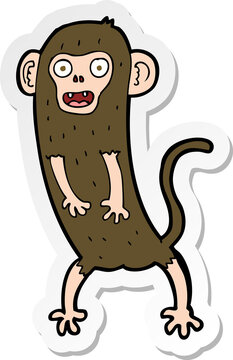 sticker of a cartoon crazy monkey