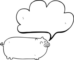 freehand drawn speech bubble cartoon pig