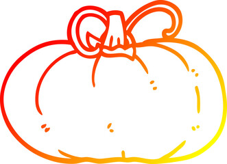 warm gradient line drawing of a cartoon winter squash