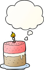 cartoon cake with thought bubble in smooth gradient style
