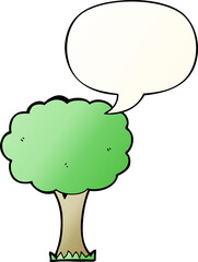 cartoon tree with speech bubble in smooth gradient style