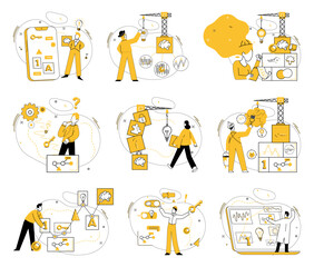 Creative solutions vector illustration. Success in business requires ability to generate and implement unusual ideas The intellectual landscape thrives when businesses invest in pursuit creative