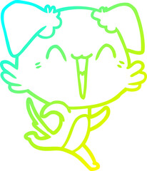 cold gradient line drawing of a happy little dog cartoon