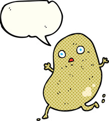 freehand drawn comic book speech bubble cartoon potato running
