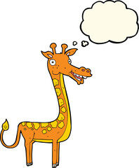 Naklejka premium cartoon giraffe with thought bubble
