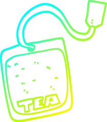 cold gradient line drawing of a cartoon tea bag