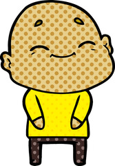happy cartoon bald man
