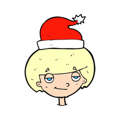 cartoon boy wearing christmas hat
