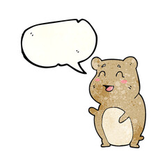freehand speech bubble textured cartoon cute hamster